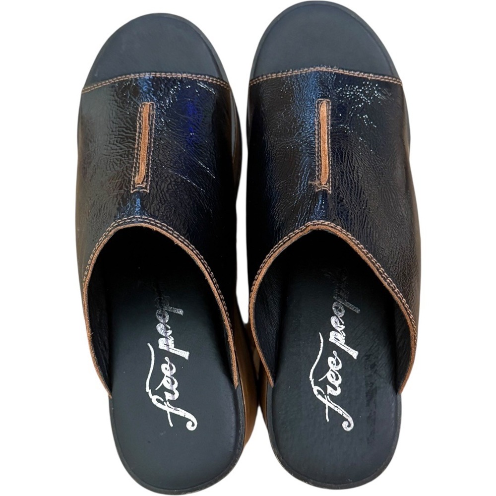 FREE PEOPLE Black Gabriela Wooden Platform Wedge Clogs Size 39 - Picture 6 of 8